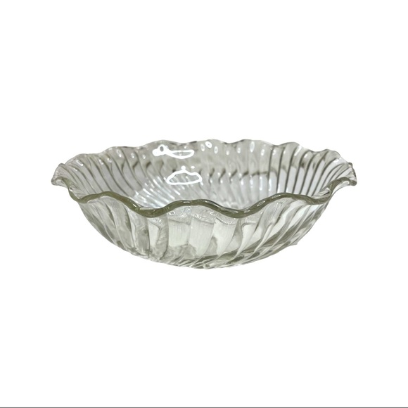 Depression Swirl Clear Glass Bowl with Scalloped Rim - Picture 1 of 3